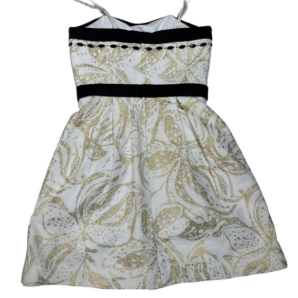 Lilly Pulitzer Gold Black White Christine Strapless Mini Dress Metallic - Picture 4 of 10